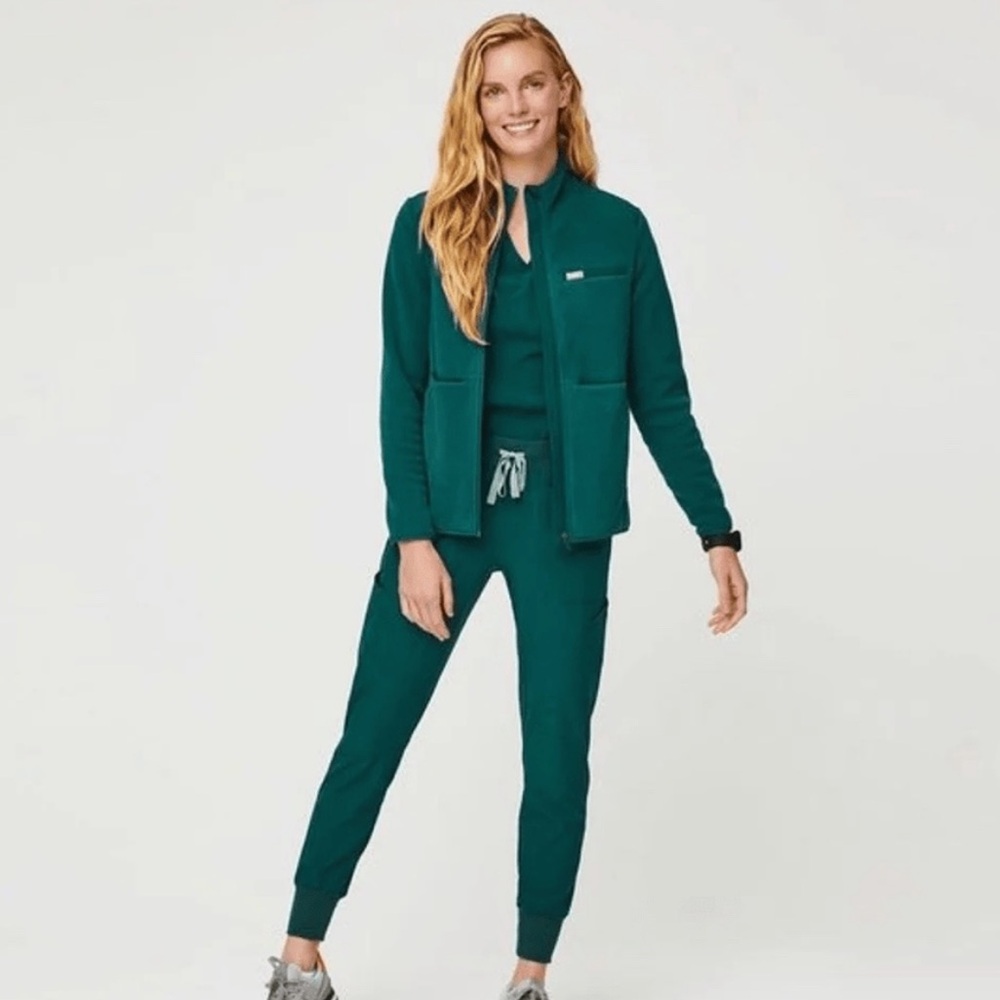 Figs Fleece Scrub Jacket XS Amazon Green Used